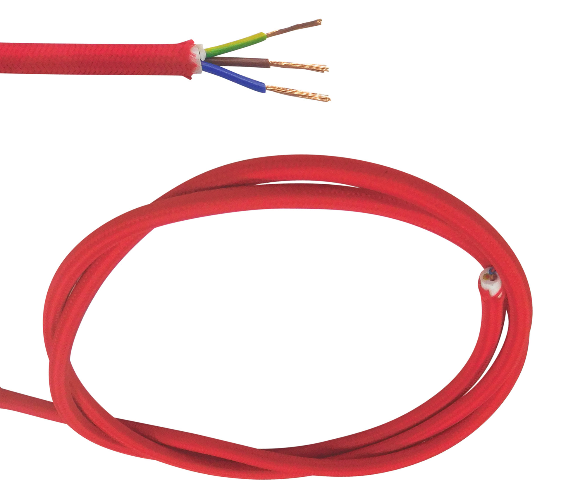 D0425  Cavo 1m Red Braided 3 Core 0.75mm Cable